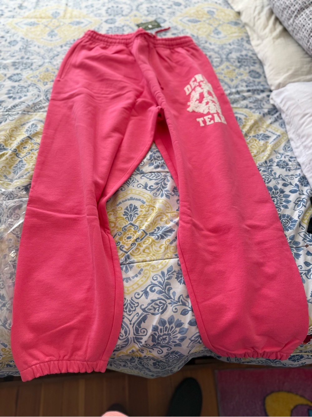 Denim Tears University Pink Sweatpants with Team Graphic